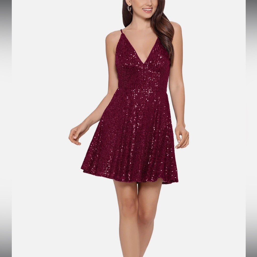 Blondie Nites by Stacy Sklar (Style 2675BN1) Cocktail Dress in Plum